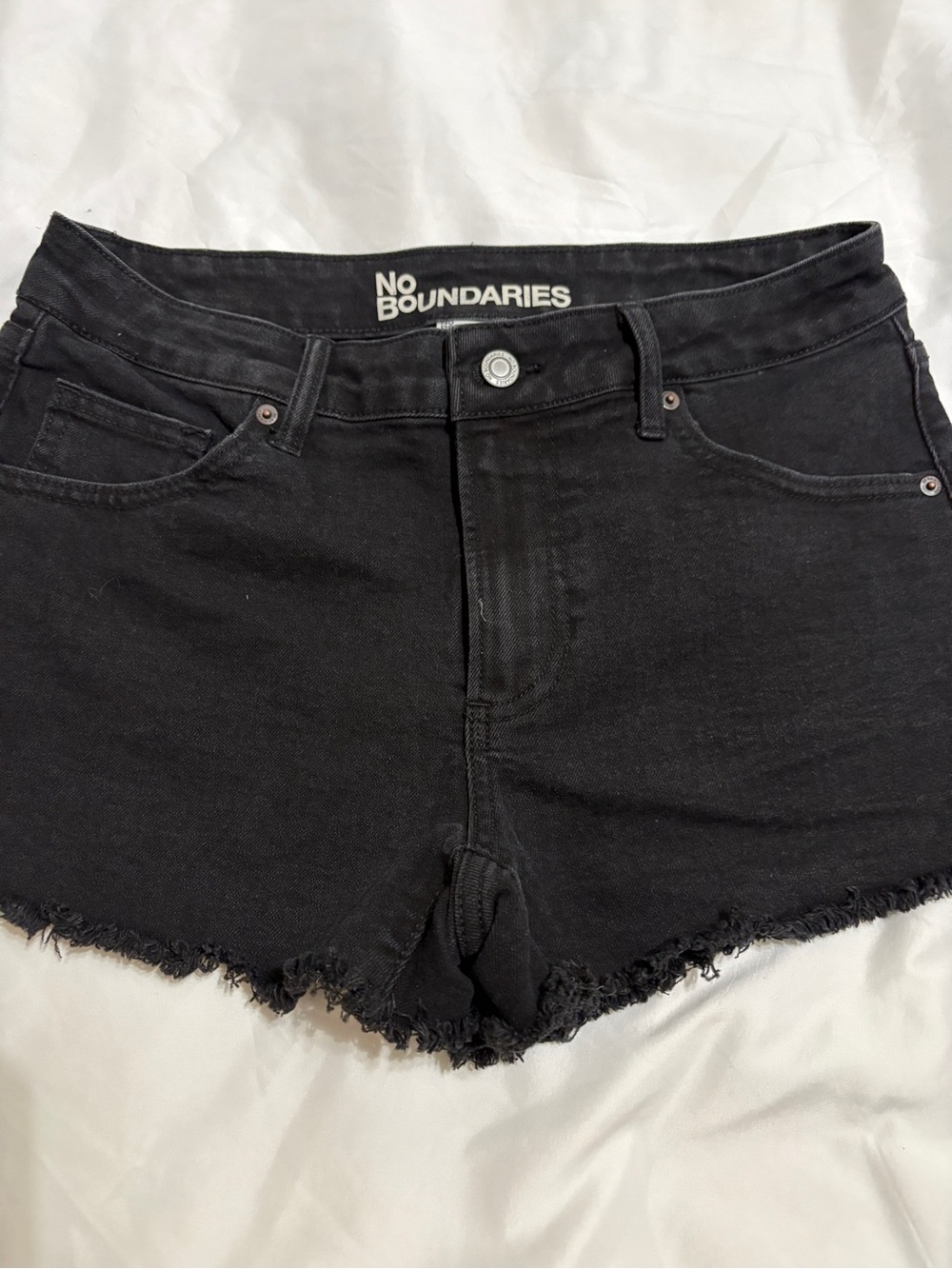 No Boundaries Black Frayed Hem Denim Shorts